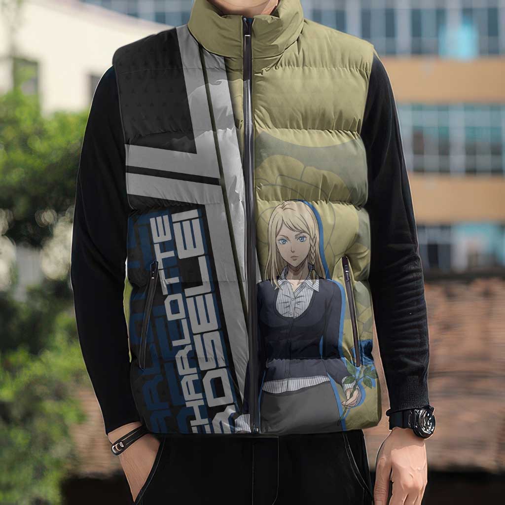 Black Clover Charlotte Roselei Sleeveless Puffer Jacket Anime Illustration Style