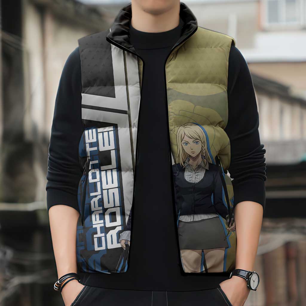 Black Clover Charlotte Roselei Sleeveless Puffer Jacket Anime Illustration Style