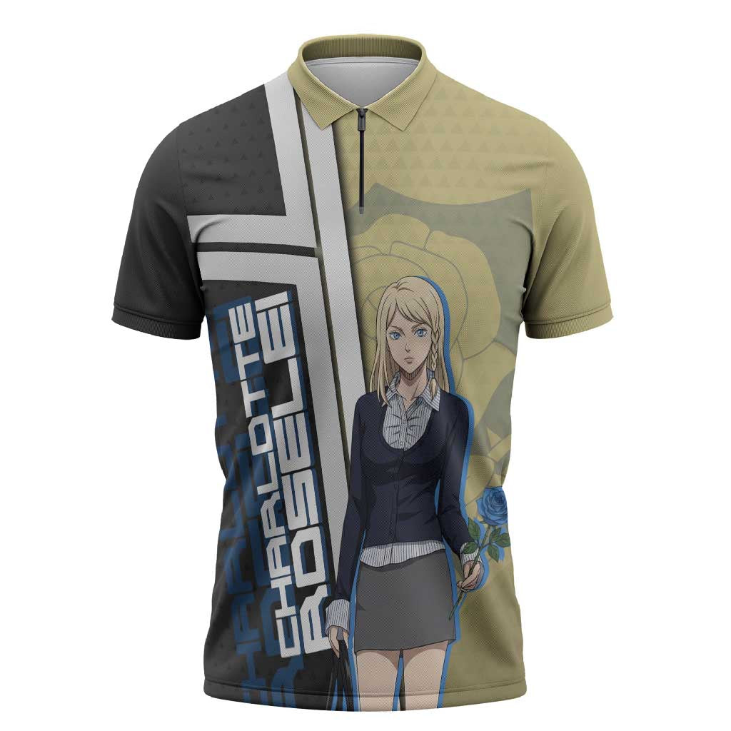 Black Clover Charlotte Roselei Zipper Polo Shirt Anime Illustration Style