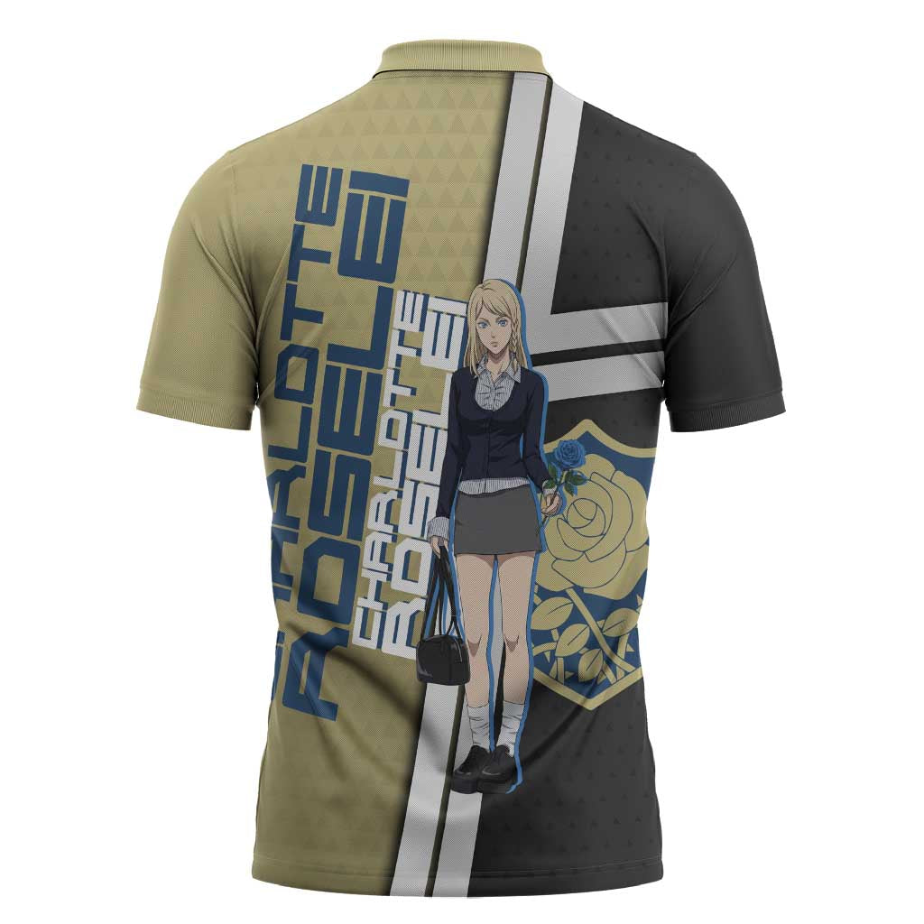 Black Clover Charlotte Roselei Zipper Polo Shirt Anime Illustration Style