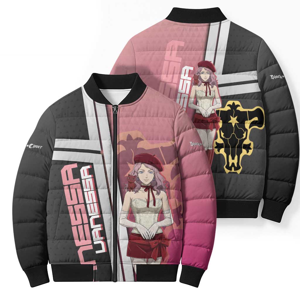 Black Clover Vanessa Enoteca Bomber Puffer Jacket Anime Illustration Style