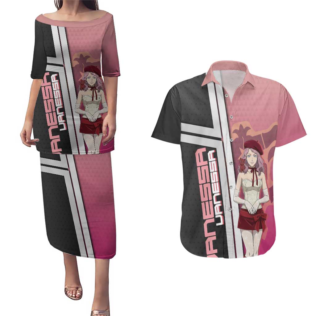 Black Clover Vanessa Enoteca Couples Matching Puletasi and Hawaiian Shirt Anime Illustration Style