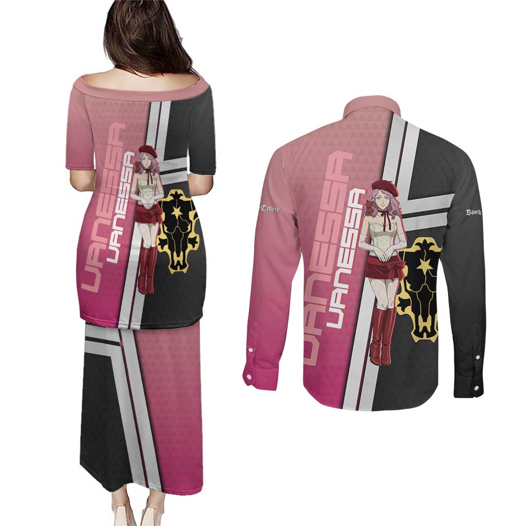 Black Clover Vanessa Enoteca Couples Matching Puletasi and Long Sleeve Button Shirt Anime Illustration Style