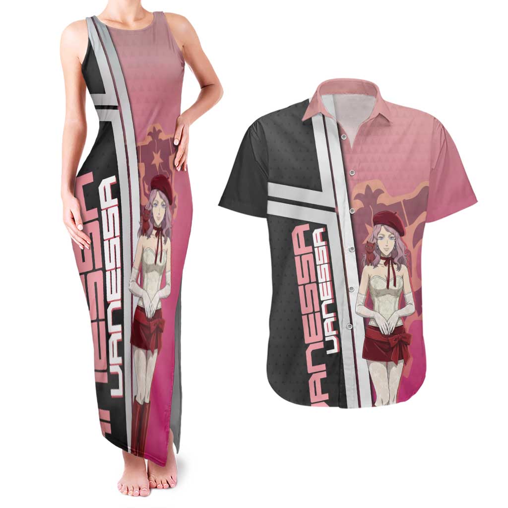Black Clover Vanessa Enoteca Couples Matching Tank Maxi Dress and Hawaiian Shirt Anime Illustration Style