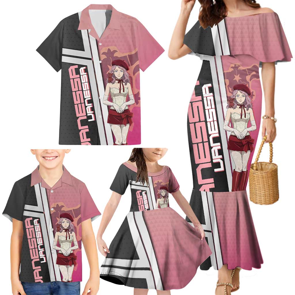 Black Clover Vanessa Enoteca Family Matching Mermaid Dress and Hawaiian Shirt Anime Illustration Style