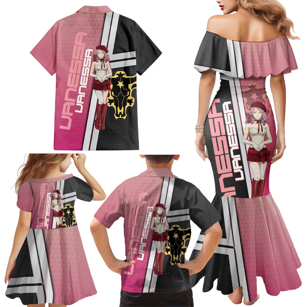 Black Clover Vanessa Enoteca Family Matching Mermaid Dress and Hawaiian Shirt Anime Illustration Style