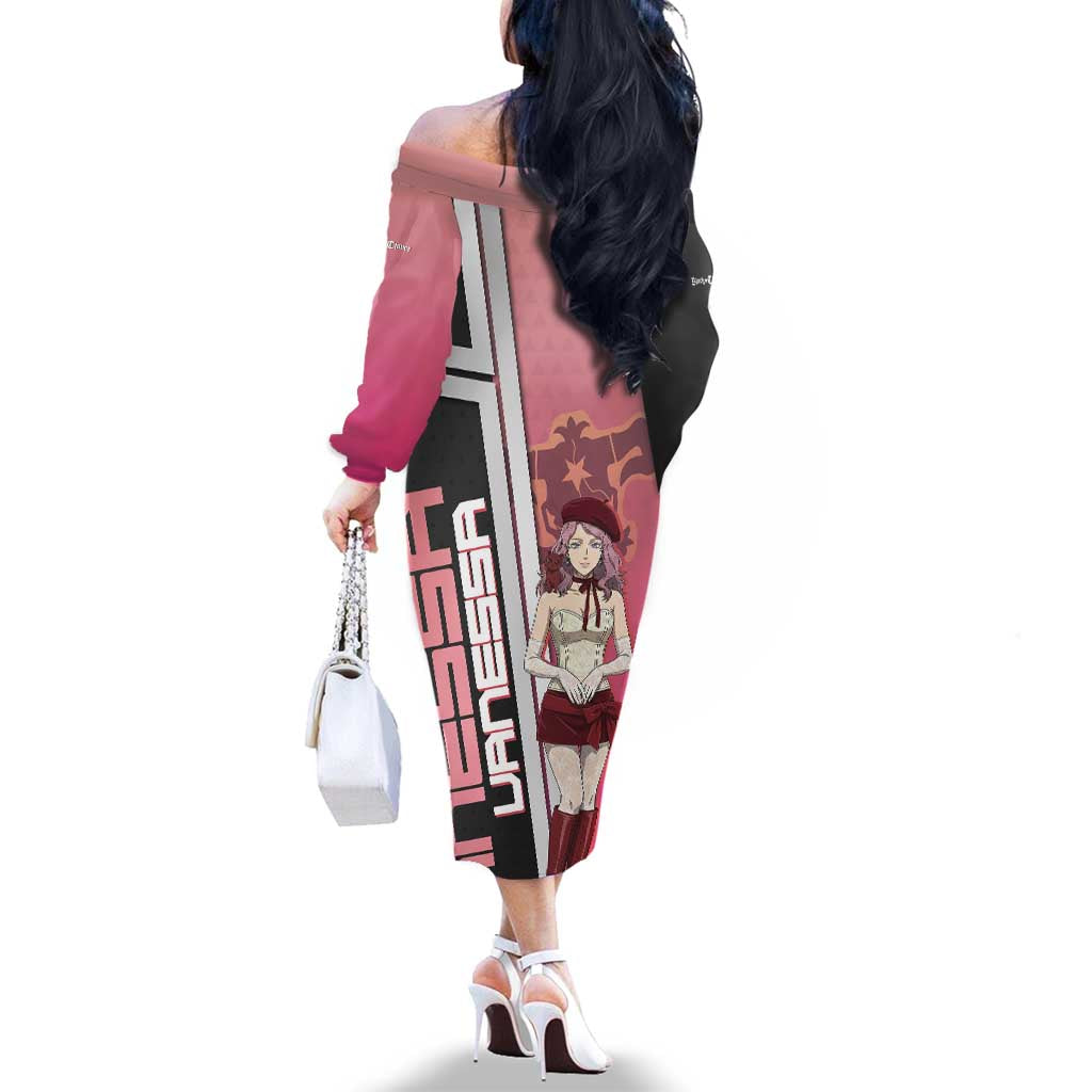 Black Clover Vanessa Enoteca Family Matching Off The Shoulder Long Sleeve Dress and Hawaiian Shirt Anime Illustration Style