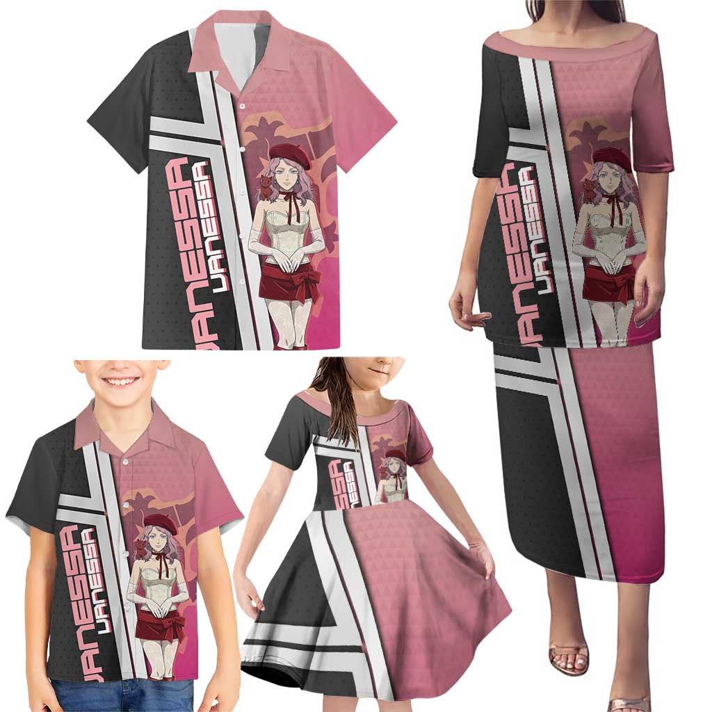 Black Clover Vanessa Enoteca Family Matching Puletasi and Hawaiian Shirt Anime Illustration Style