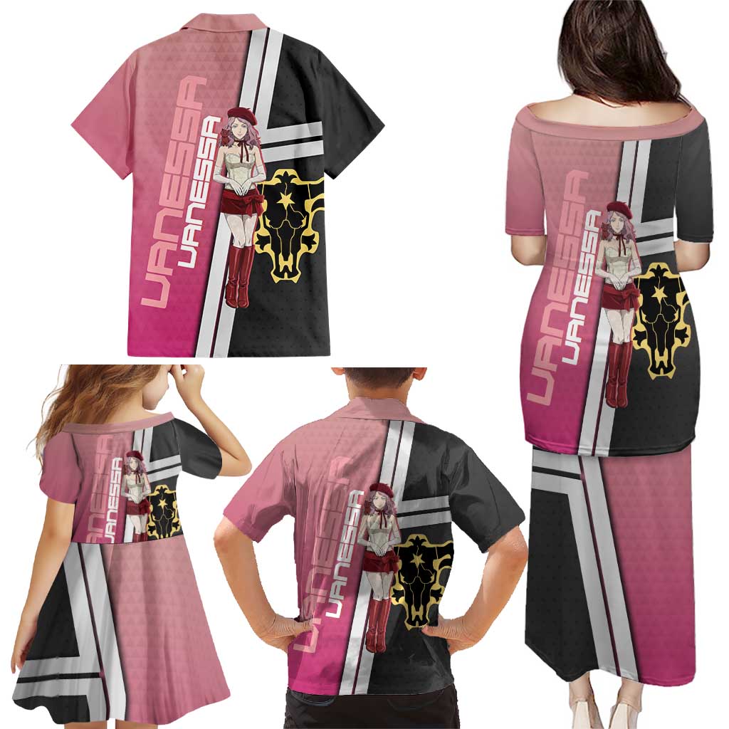 Black Clover Vanessa Enoteca Family Matching Puletasi and Hawaiian Shirt Anime Illustration Style
