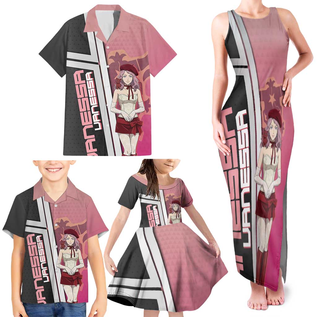 Black Clover Vanessa Enoteca Family Matching Tank Maxi Dress and Hawaiian Shirt Anime Illustration Style