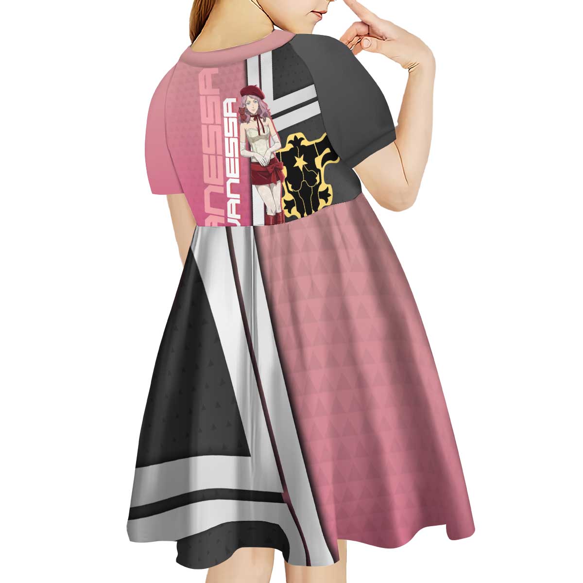 Black Clover Vanessa Enoteca Kid Short Sleeve Dress Anime Illustration Style