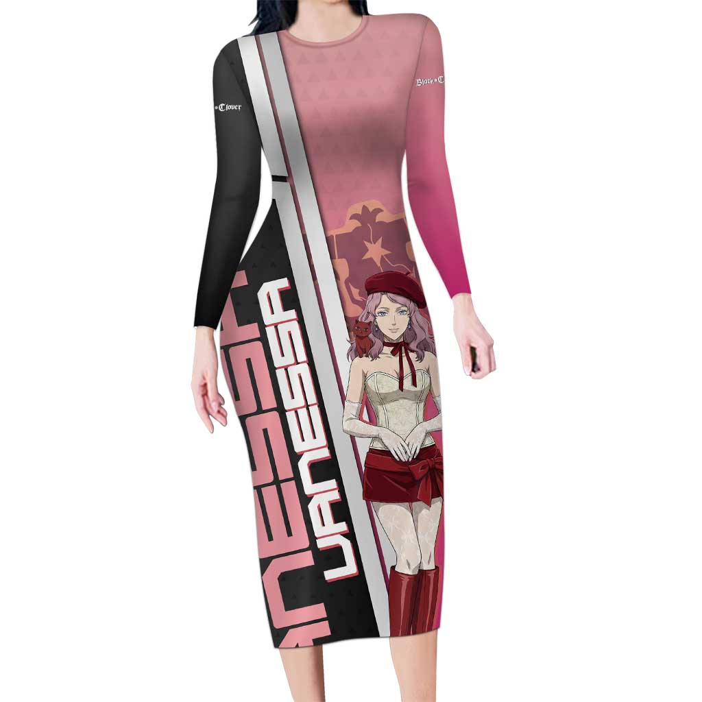 Black Clover Vanessa Enoteca Long Sleeve Bodycon Dress Anime Illustration Style