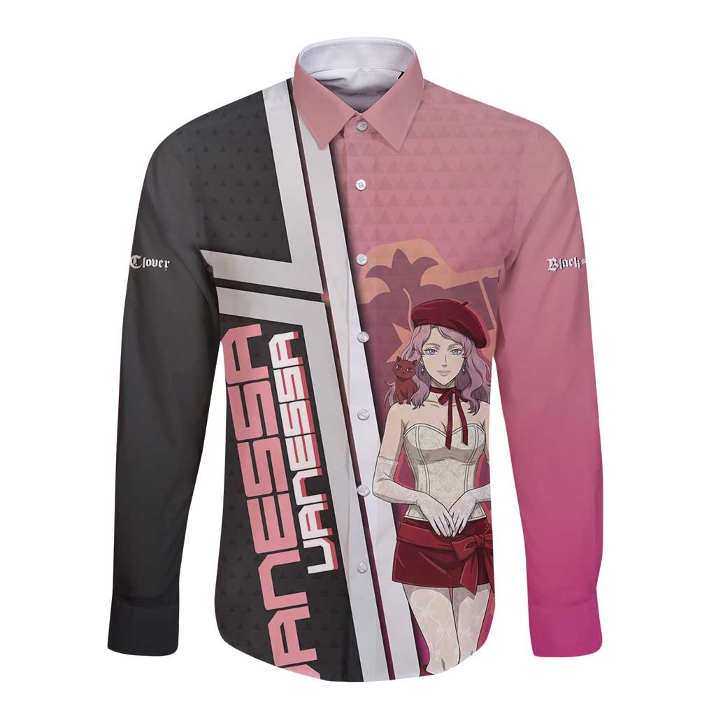 Black Clover Vanessa Enoteca Long Sleeve Button Shirt Anime Illustration Style