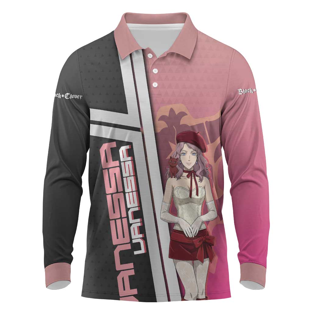 Black Clover Vanessa Enoteca Long Sleeve Polo Shirt Anime Illustration Style