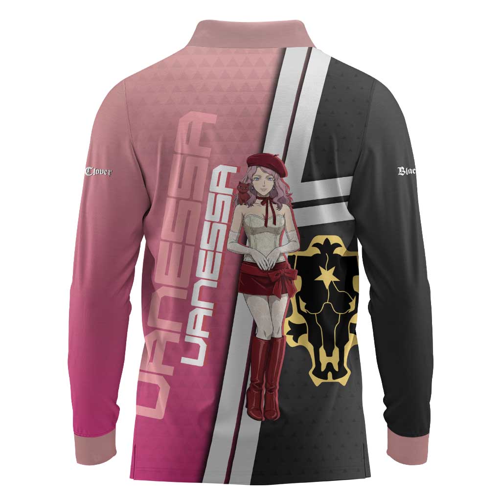 Black Clover Vanessa Enoteca Long Sleeve Polo Shirt Anime Illustration Style
