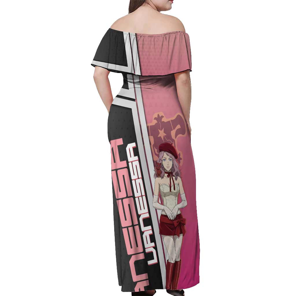 Black Clover Vanessa Enoteca Off Shoulder Maxi Dress Anime Illustration Style