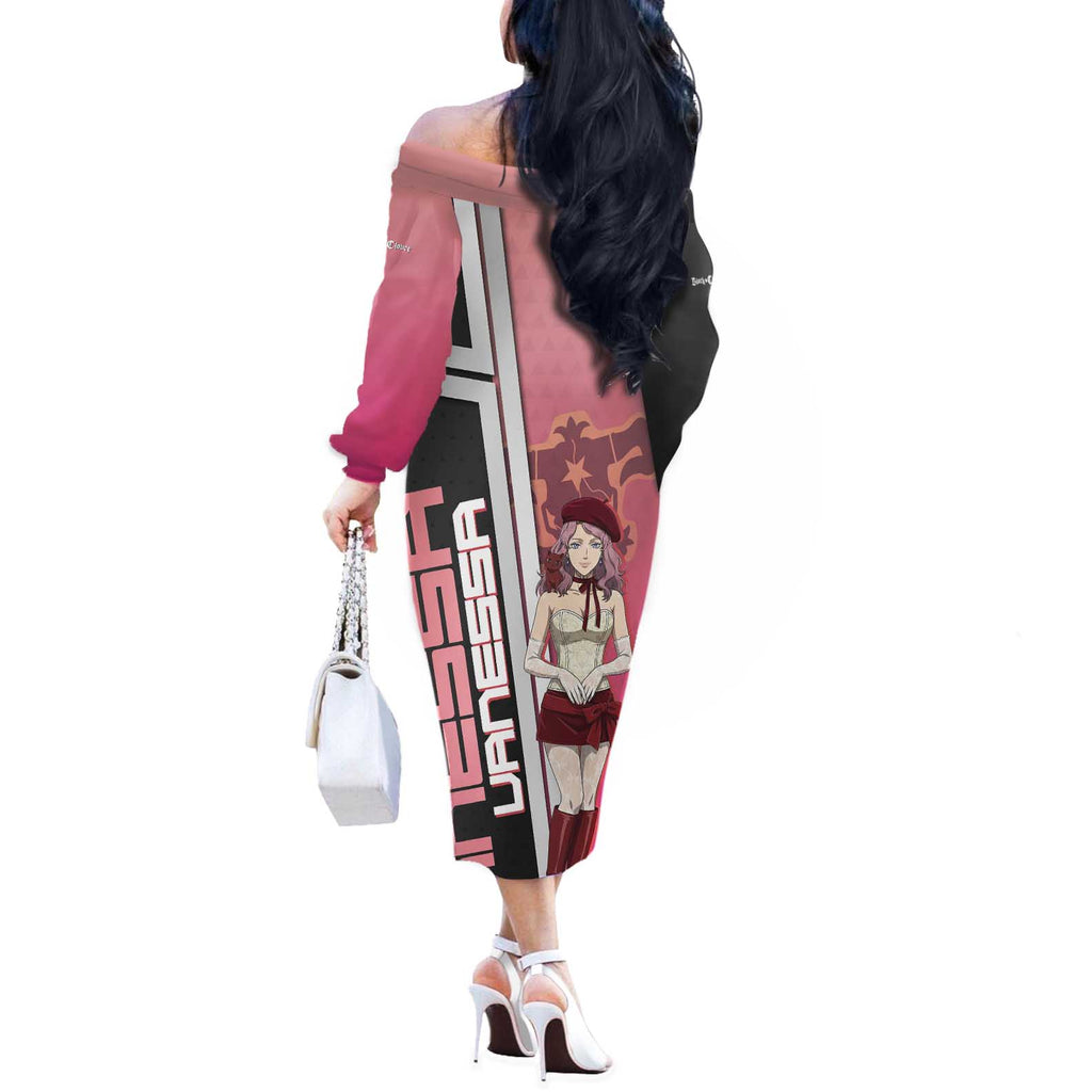 Black Clover Vanessa Enoteca Off The Shoulder Long Sleeve Dress Anime Illustration Style