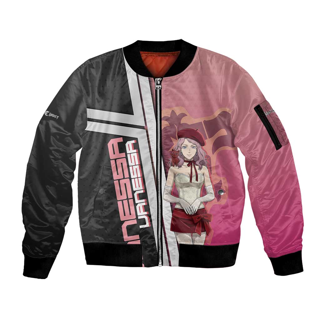 Black Clover Vanessa Enoteca Sleeve Zip Bomber Jacket Anime Illustration Style