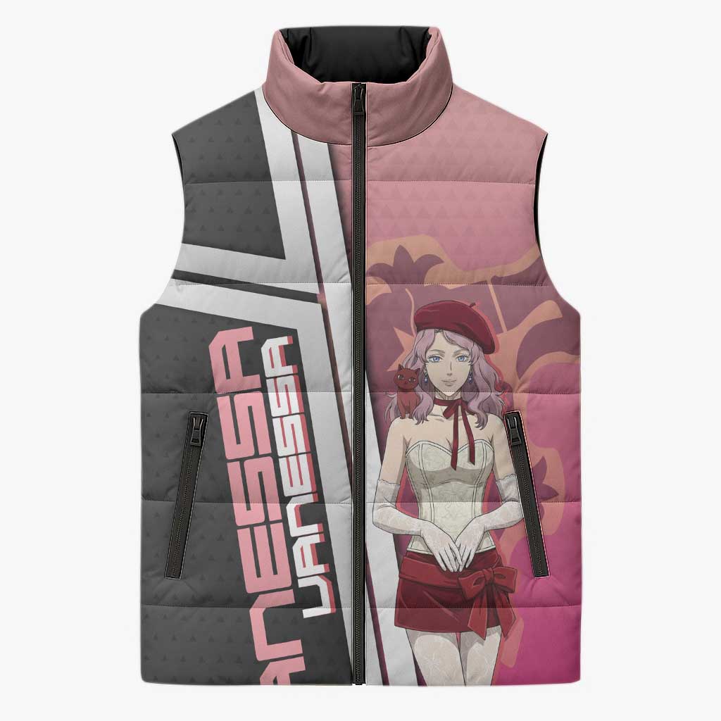 Black Clover Vanessa Enoteca Sleeveless Puffer Jacket Anime Illustration Style