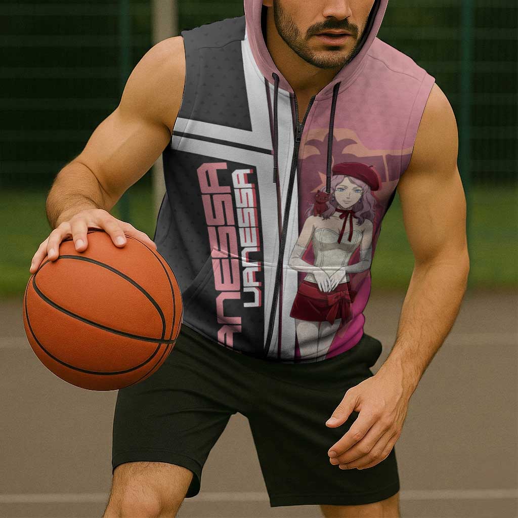 Black Clover Vanessa Enoteca Sleeveless Zip Hoodie Anime Illustration Style