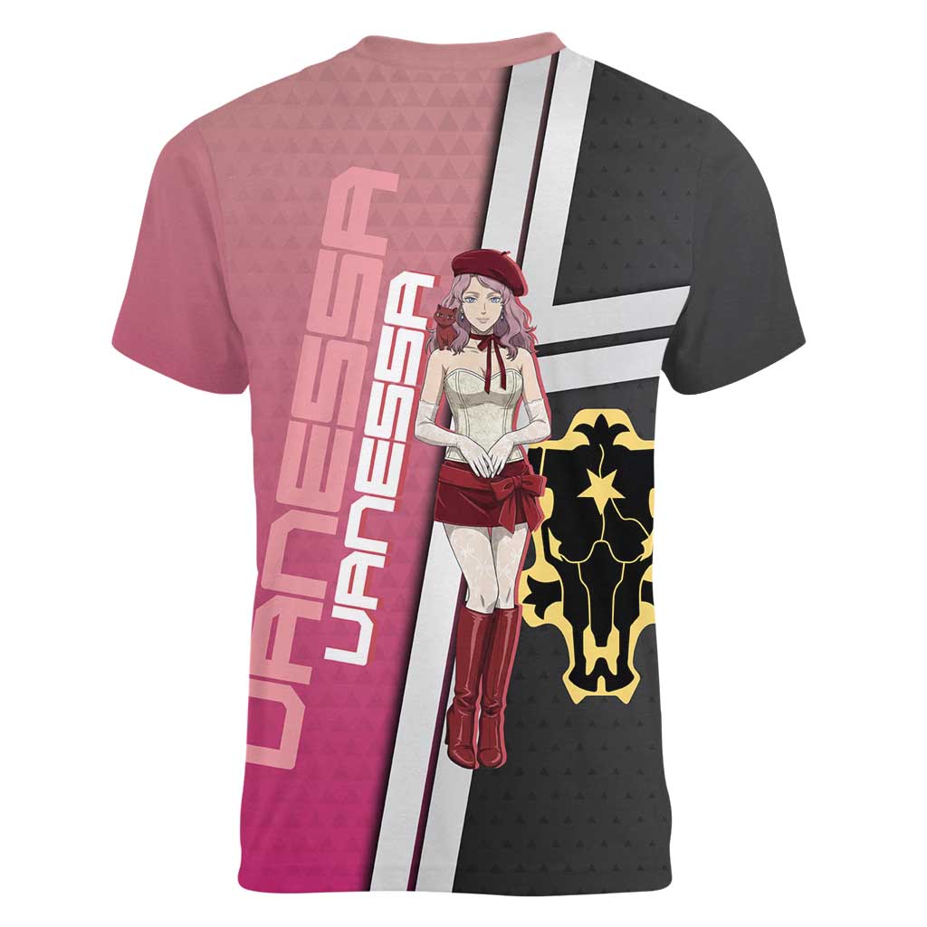 Black Clover Vanessa Enoteca Women V-Neck T-Shirt Anime Illustration Style