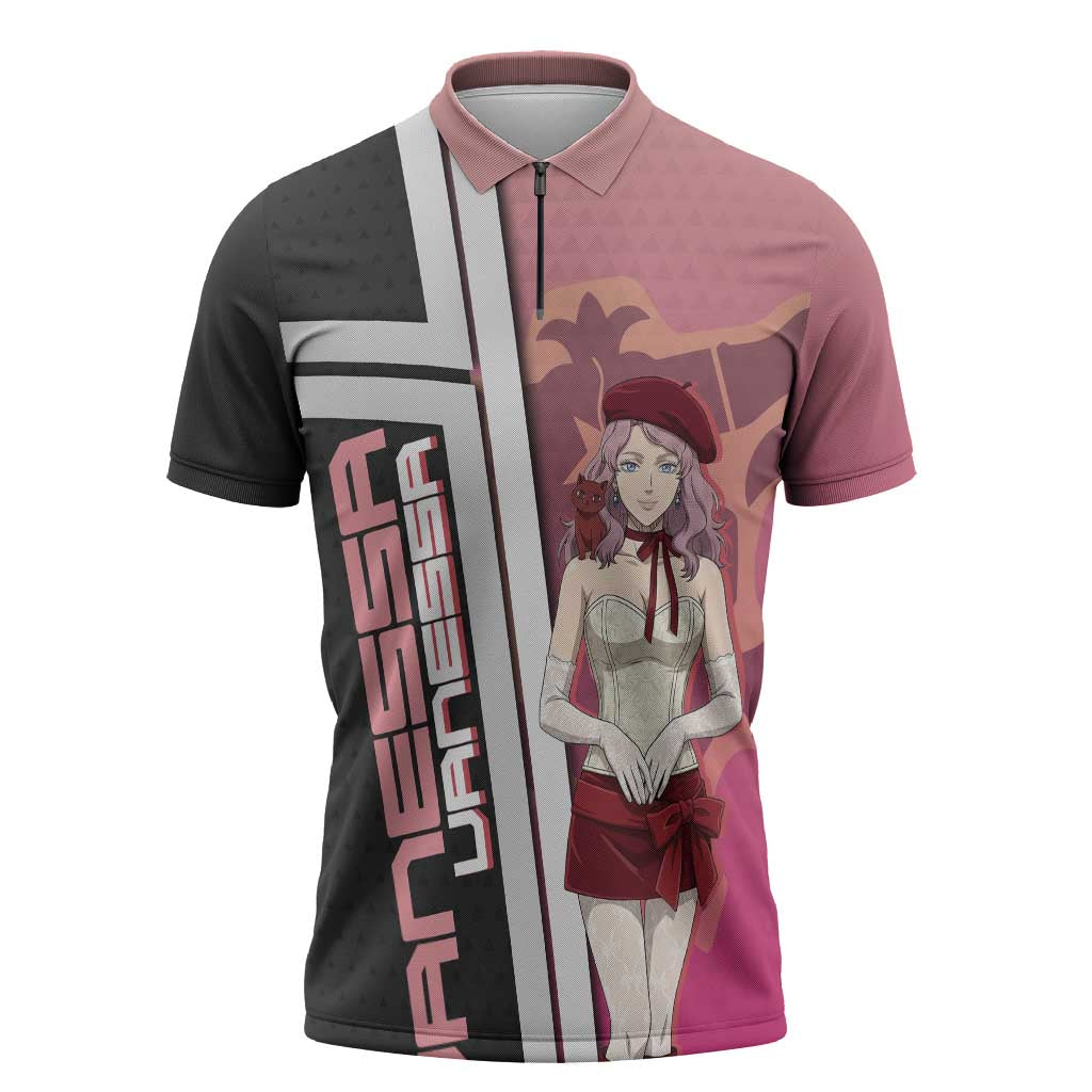 Black Clover Vanessa Enoteca Zipper Polo Shirt Anime Illustration Style