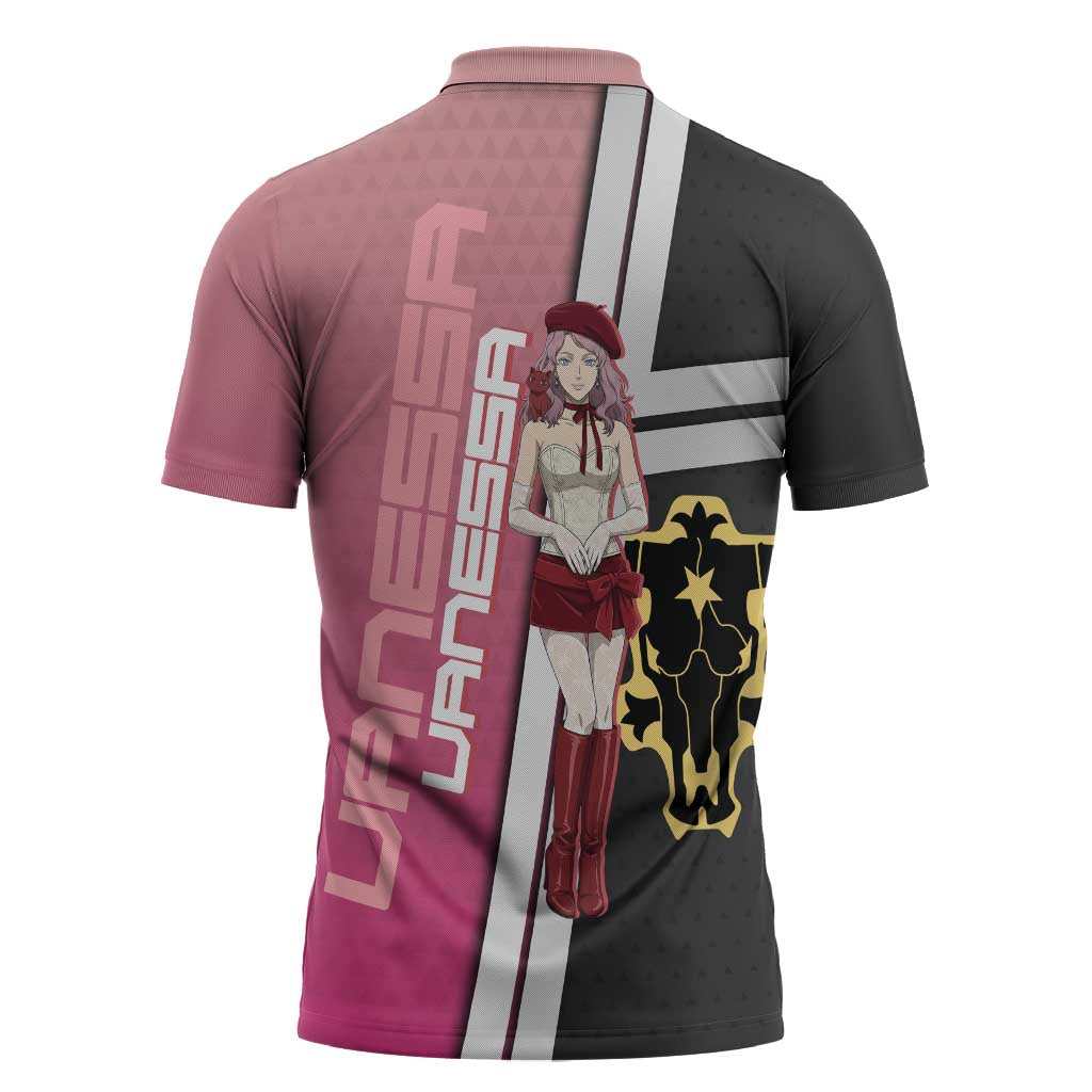 Black Clover Vanessa Enoteca Zipper Polo Shirt Anime Illustration Style