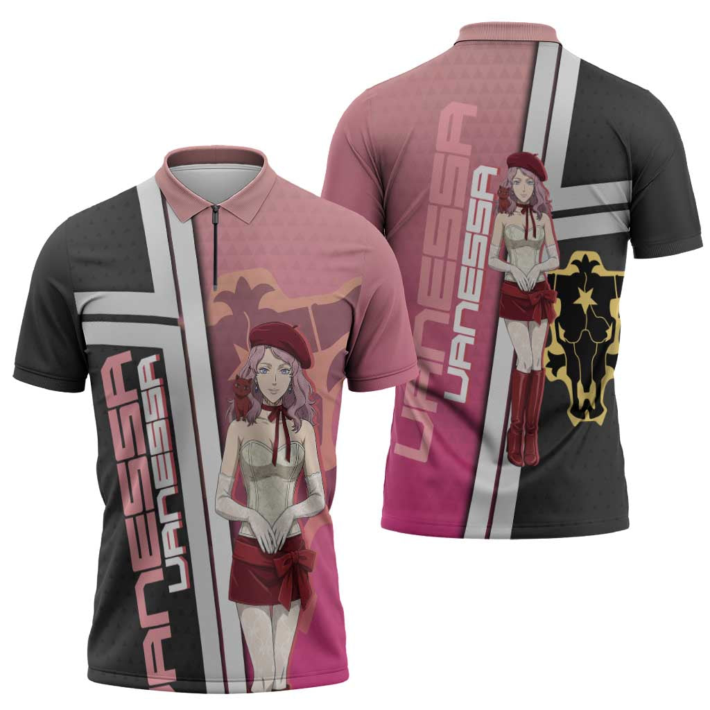 Black Clover Vanessa Enoteca Zipper Polo Shirt Anime Illustration Style