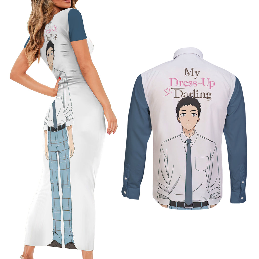 Wakana Gojo My Dress Up Darling Couples Matching Short Sleeve Bodycon Dress and Long Sleeve Button Shirt Anime Style