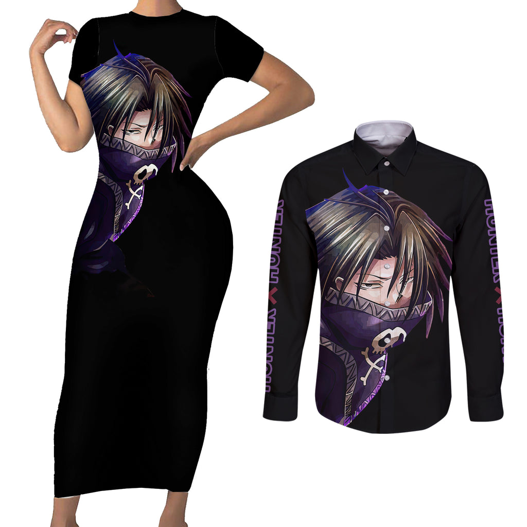 Feitan Portor Hunter X Hunter Couples Matching Short Sleeve Bodycon Dress and Long Sleeve Button Shirt Anime Style