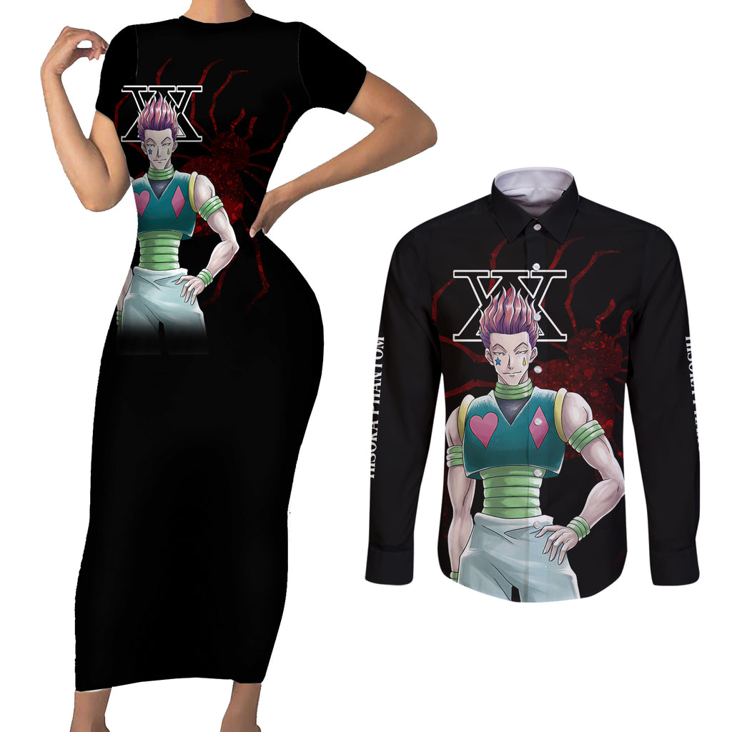 Hisoka Phantom Troupe Hunter X Hunter Couples Matching Short Sleeve Bodycon Dress and Long Sleeve Button Shirt Anime Style