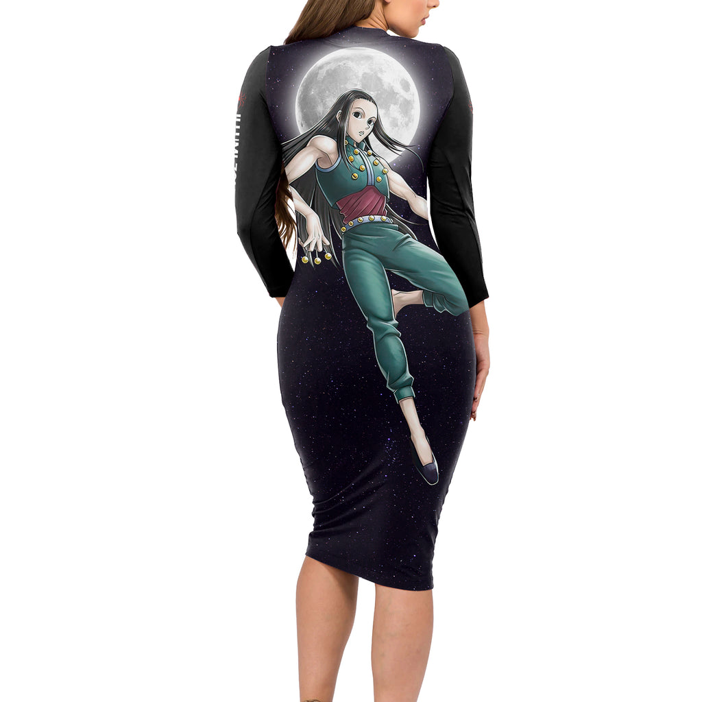 Illumi Zoldyck Phantom Troupe Hunter X Hunter Long Sleeve Bodycon Dress Anime Style