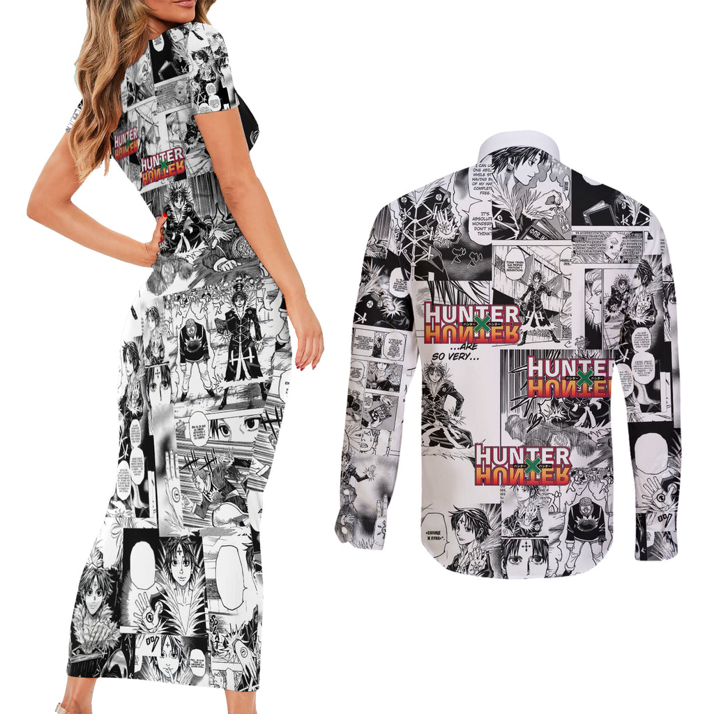 Chrollo Lucilfer Hunter X Hunter Couples Matching Short Sleeve Bodycon Dress and Long Sleeve Button Shirt Manga Mix Anime Style
