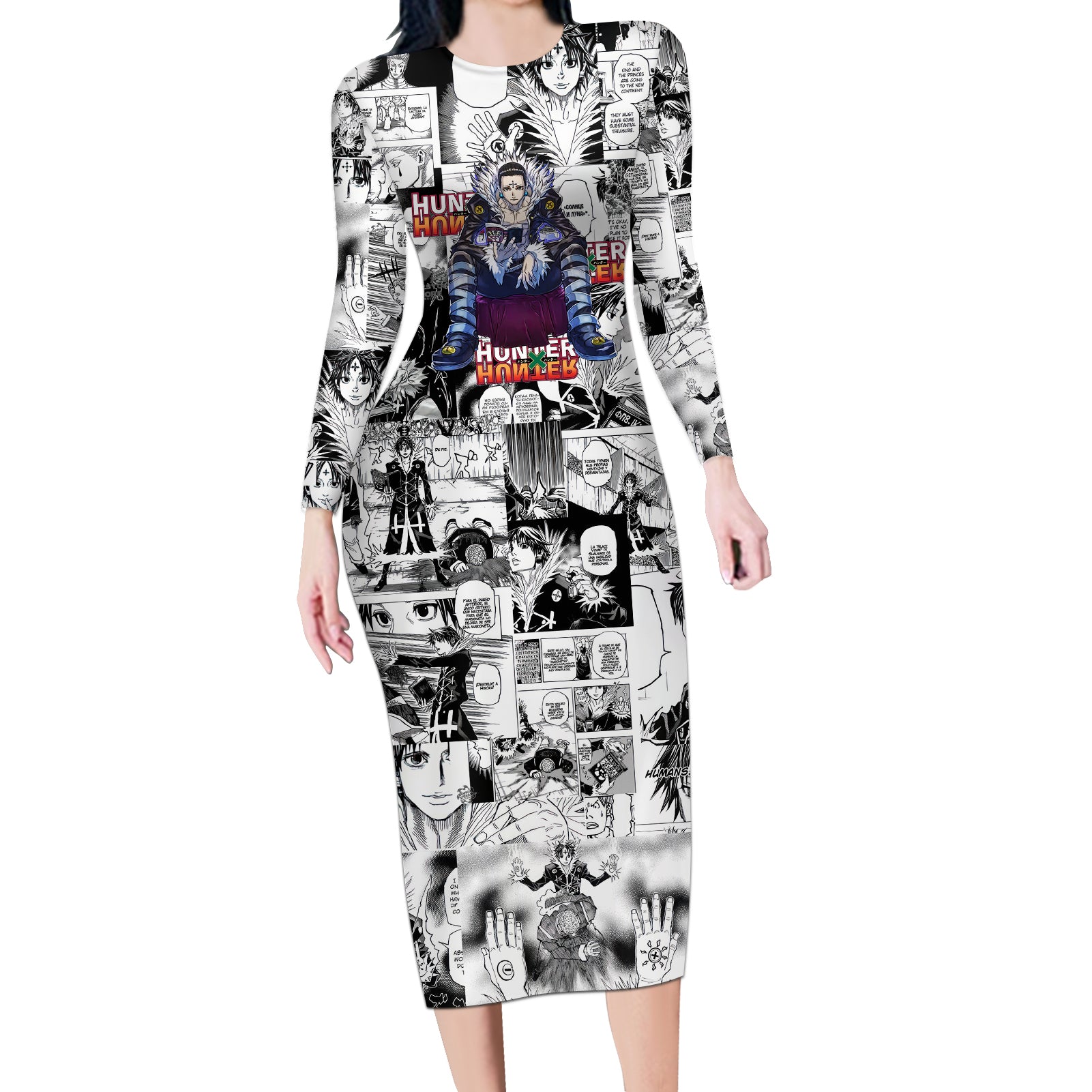 Chrollo Lucilfer Hunter X Hunter Long Sleeve Bodycon Dress Manga Mix Anime Style