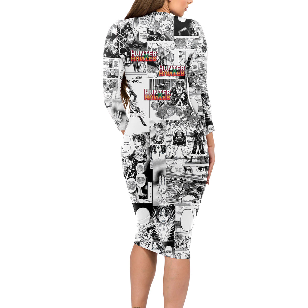 Chrollo Lucilfer Hunter X Hunter Long Sleeve Bodycon Dress Manga Mix Anime Style