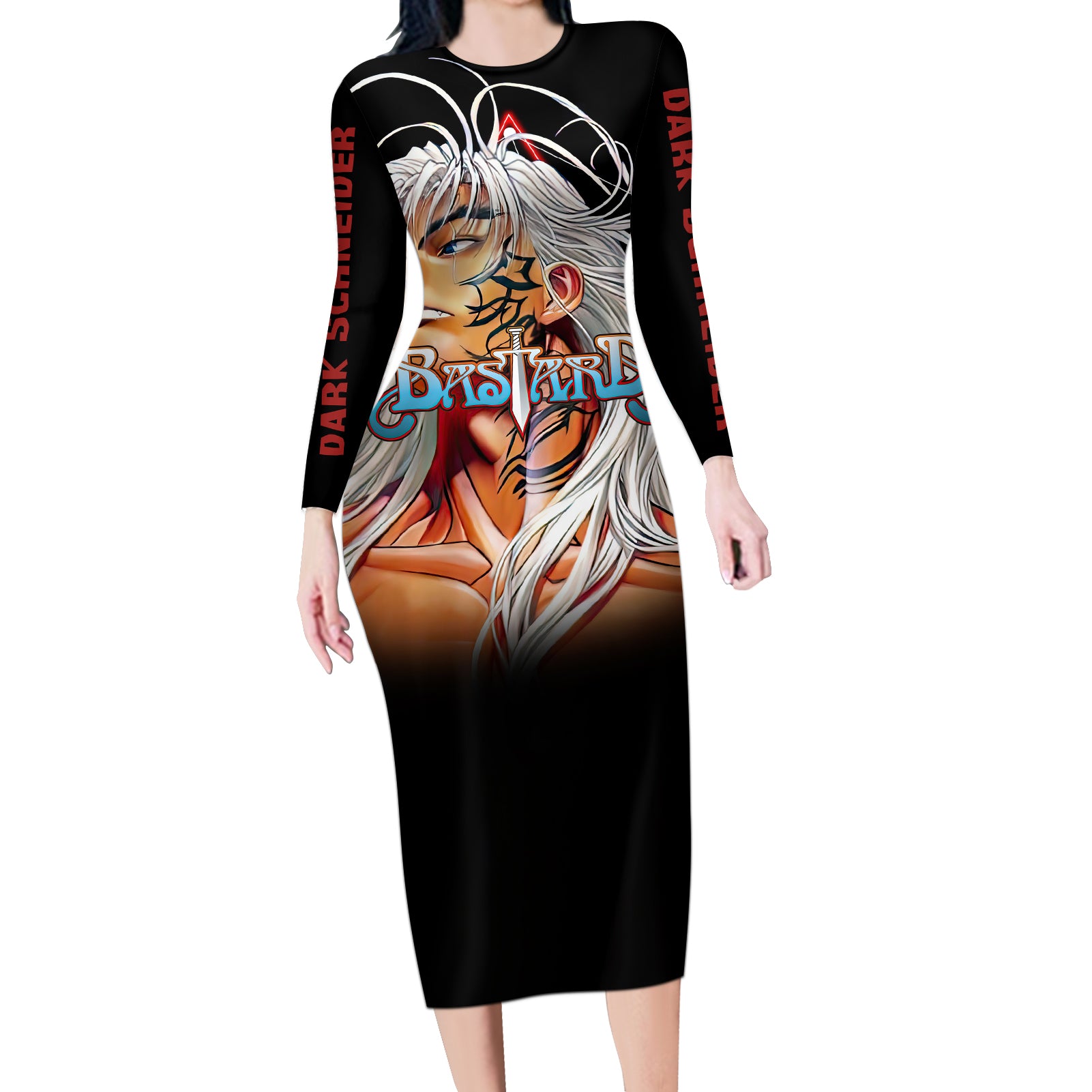 Dark Schneider Basrard Long Sleeve Bodycon Dress Anime Style