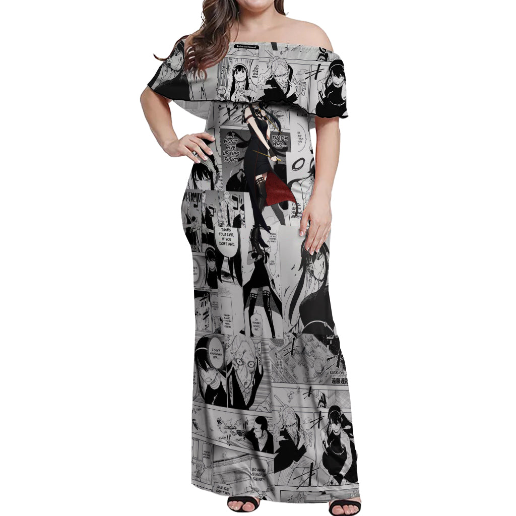 Yor Forger Spy X Family Off Shoulder Maxi Dress Manga Mix Anime Style