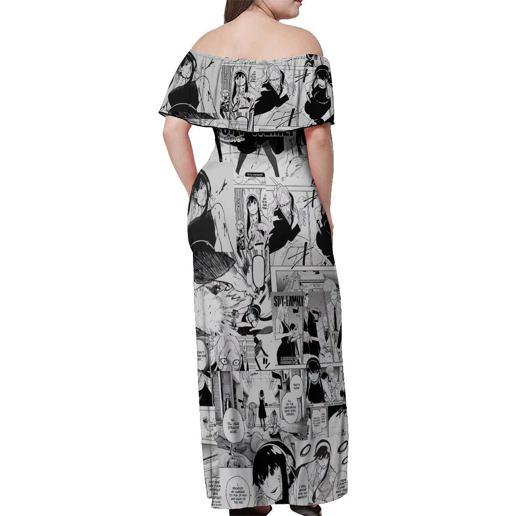 Yor Forger Spy X Family Off Shoulder Maxi Dress Manga Mix Anime Style