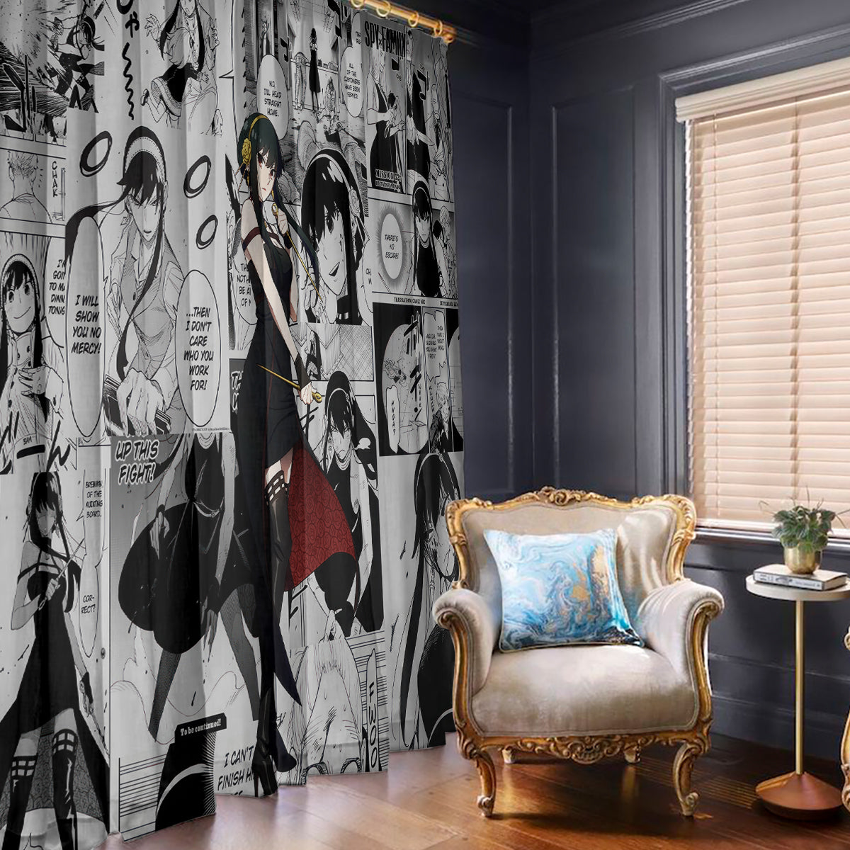 Yor Forger Spy X Family Window Curtain Manga Mix Anime Style