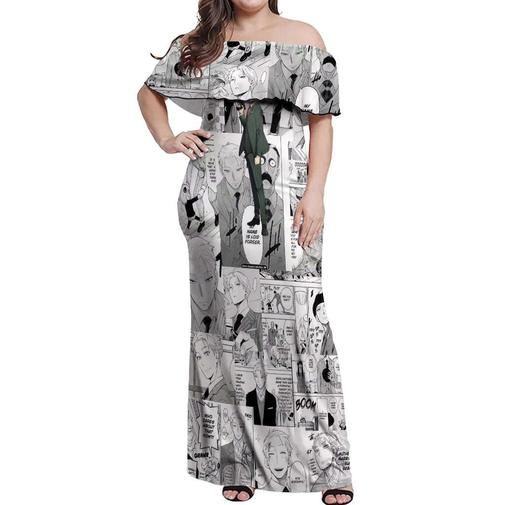 Loid Forger Spy X Family Off Shoulder Maxi Dress Manga Mix Anime Style