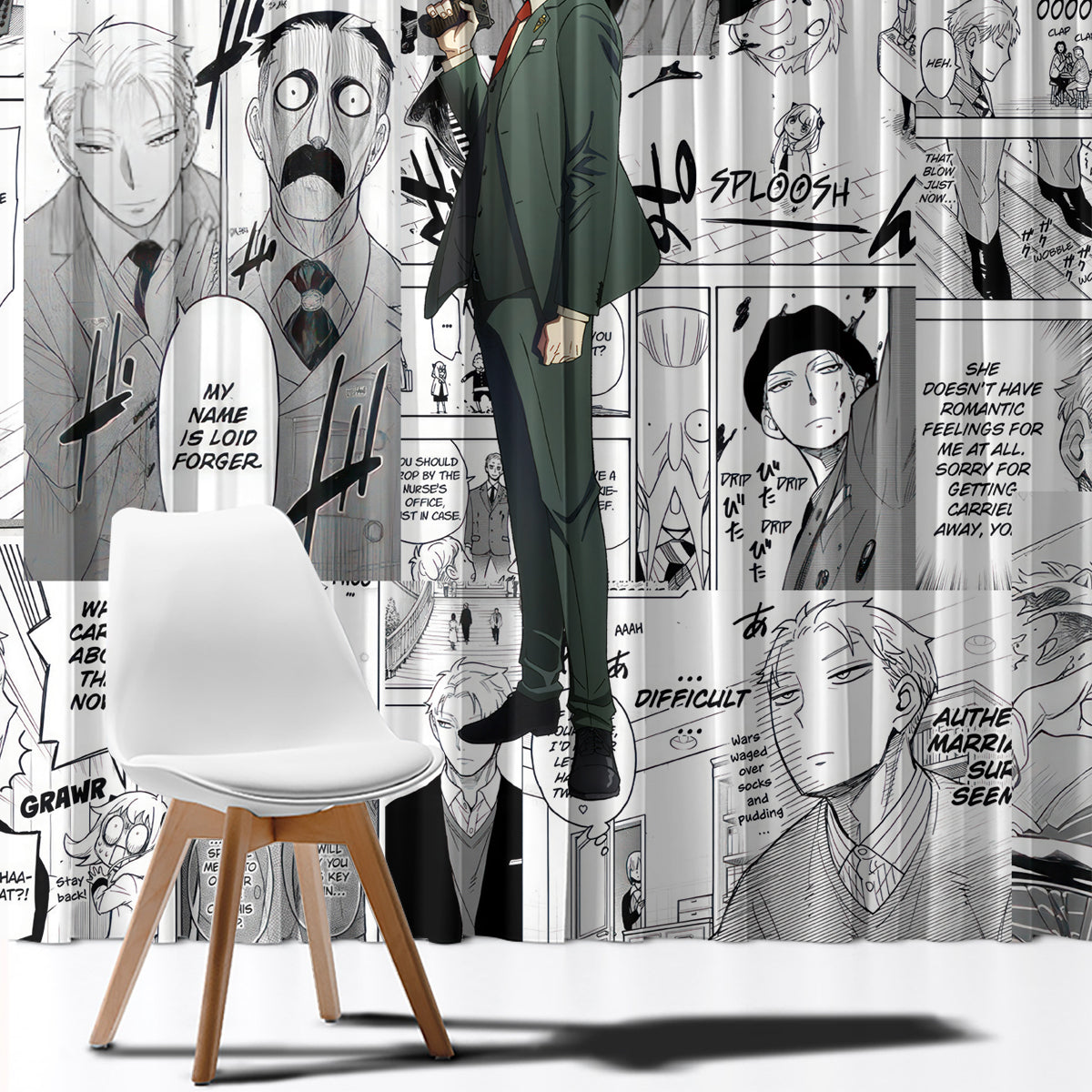 Loid Forger Spy X Family Window Curtain Manga Mix Anime Style