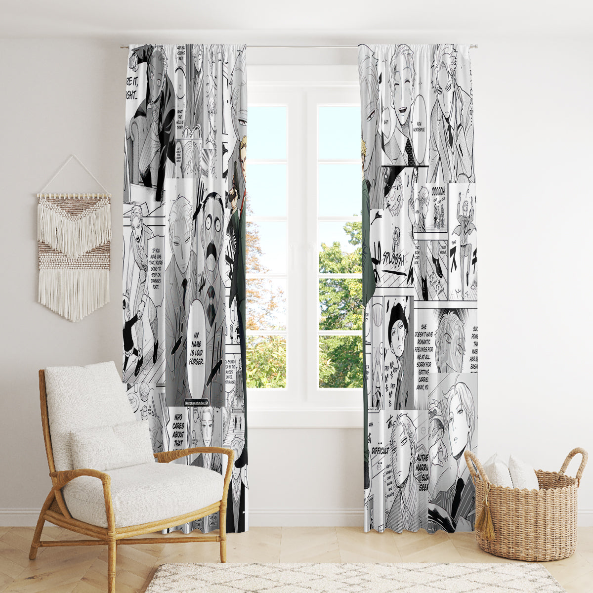 Loid Forger Spy X Family Window Curtain Manga Mix Anime Style