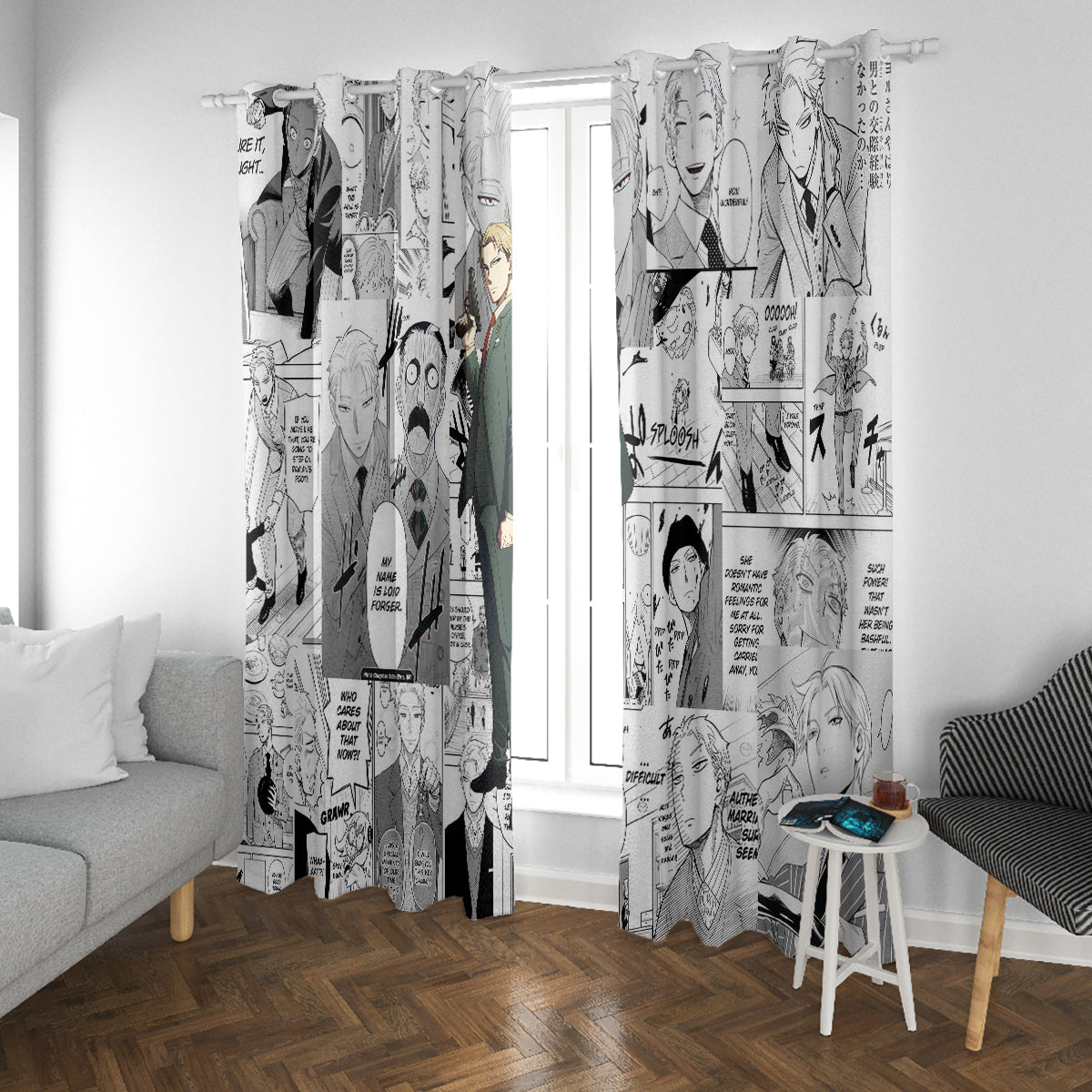 Loid Forger Spy X Family Window Curtain Manga Mix Anime Style