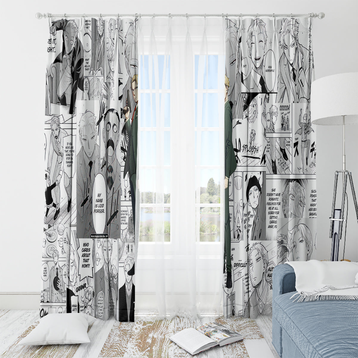Loid Forger Spy X Family Window Curtain Manga Mix Anime Style