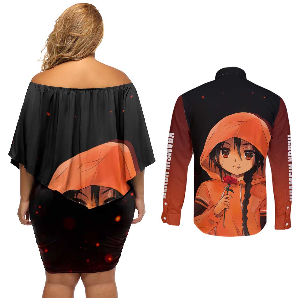 Khamsin Nbh'w - Shakugan no Shana Couples Matching Off Shoulder Short Dress and Long Sleeve Button Shirt Anime Style