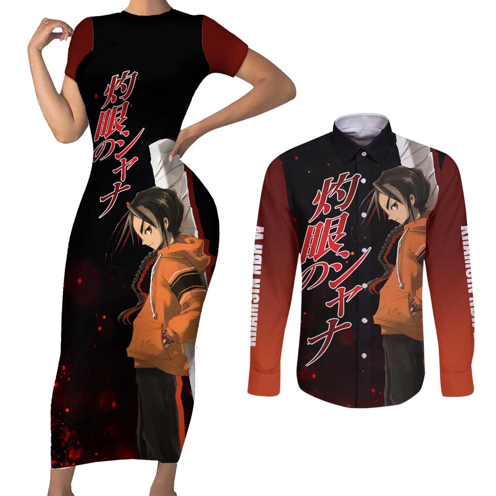 Khamsin Nbh'w - Shakugan no Shana Couples Matching Short Sleeve Bodycon Dress and Long Sleeve Button Shirt Anime Style