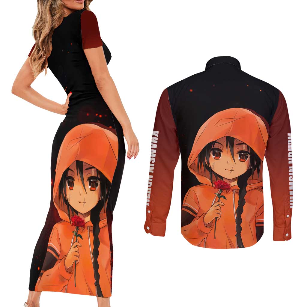 Khamsin Nbh'w - Shakugan no Shana Couples Matching Short Sleeve Bodycon Dress and Long Sleeve Button Shirt Anime Style