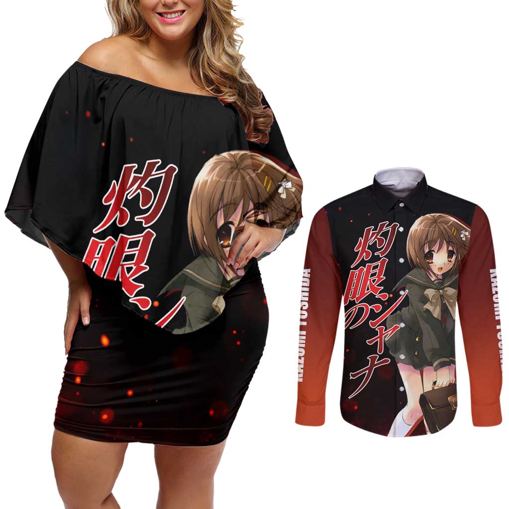 Kazumi Yoshida - Shakugan no Shana Couples Matching Off Shoulder Short Dress and Long Sleeve Button Shirt Anime Style