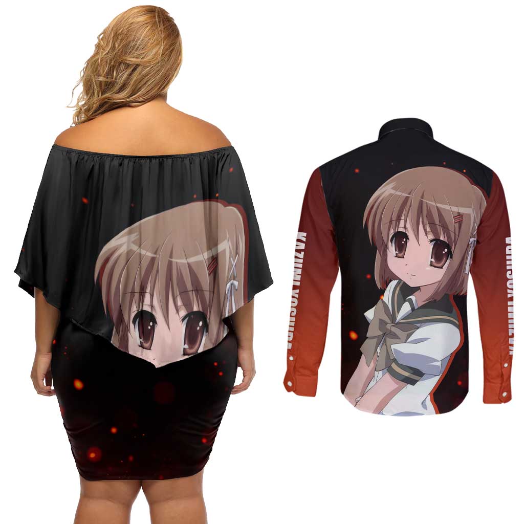 Kazumi Yoshida - Shakugan no Shana Couples Matching Off Shoulder Short Dress and Long Sleeve Button Shirt Anime Style