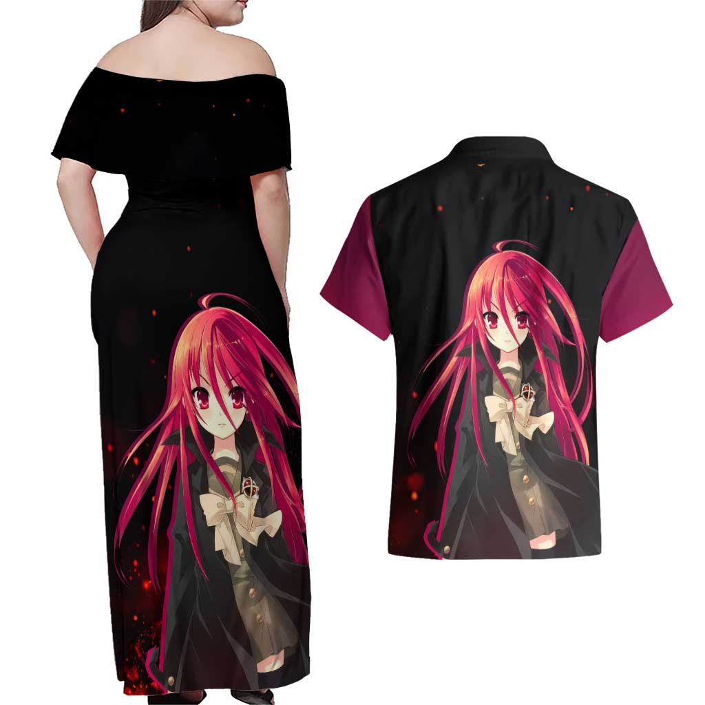 Shana - Shakugan no Shana Couples Matching Off Shoulder Maxi Dress and Hawaiian Shirt Anime Style